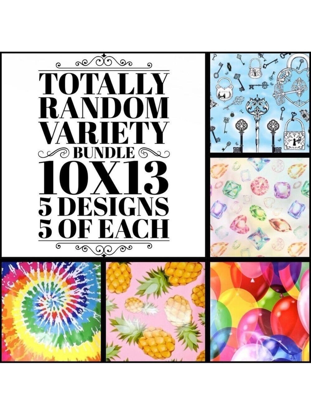 25 10x13 Poly Mailers Totally Random Variety Bundle Keys, Gems, Tie-Dye,Balloons - Picture 3 of 8